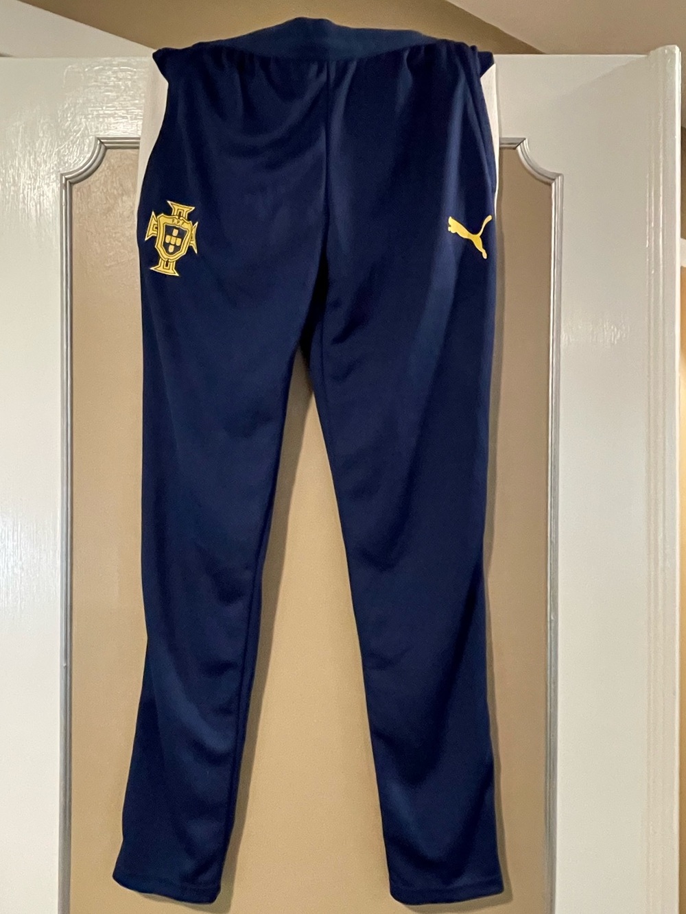 Puma Navy Joggers with Yellow Logo Accents